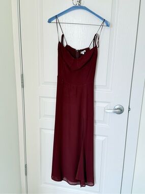 Reformation Burgundy Cowl Neck Maxi Slip Dress